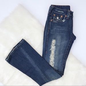 True Religion Joey Flare Distressed Denim Size 24